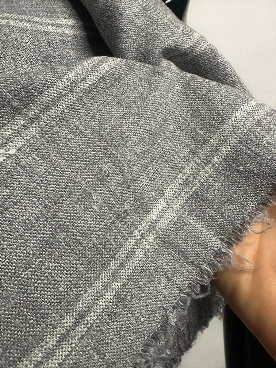 SIlk, Linen, Wool Grey Ivory Stripe Suiting - L'Etoffe Fabrics LLC