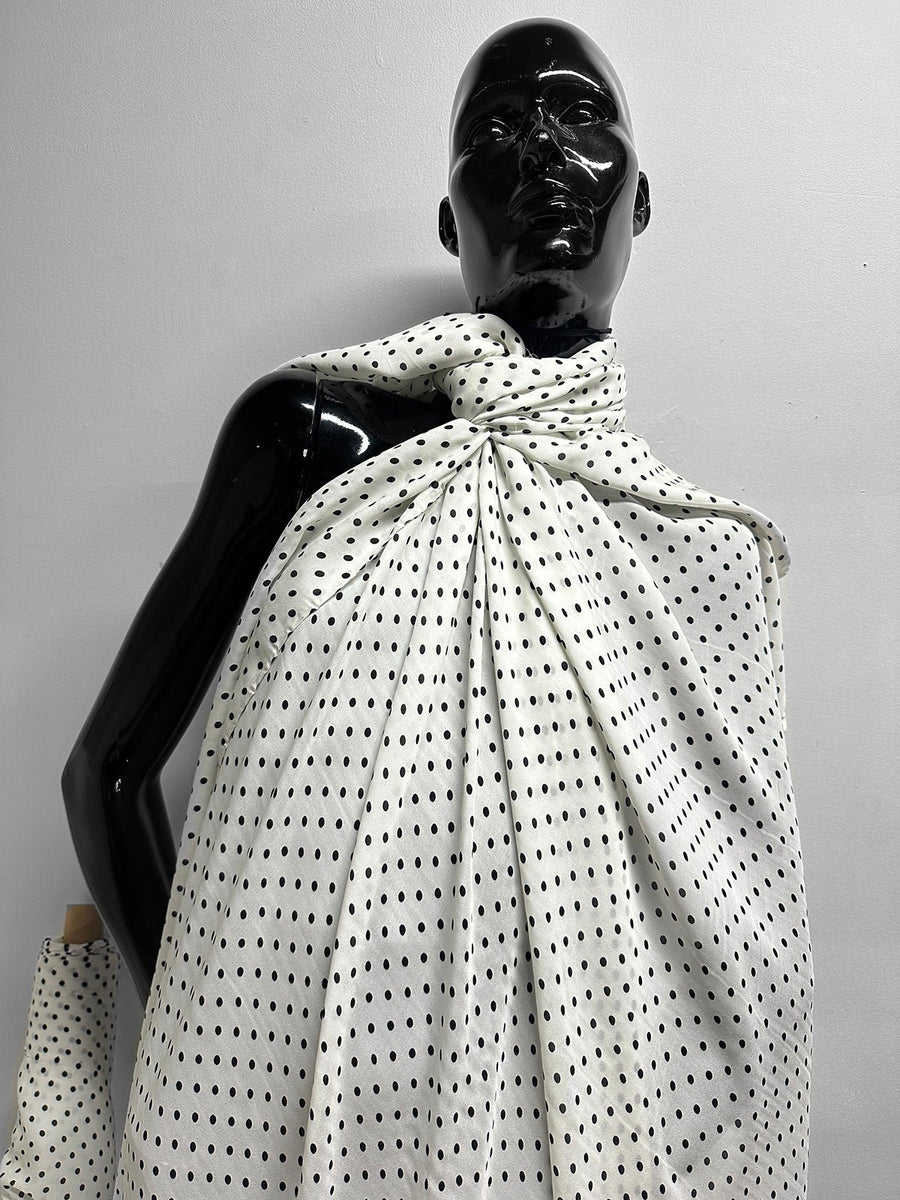 Silk Polka Dot Crepe Blouse Weight - L'Etoffe Fabrics LLC