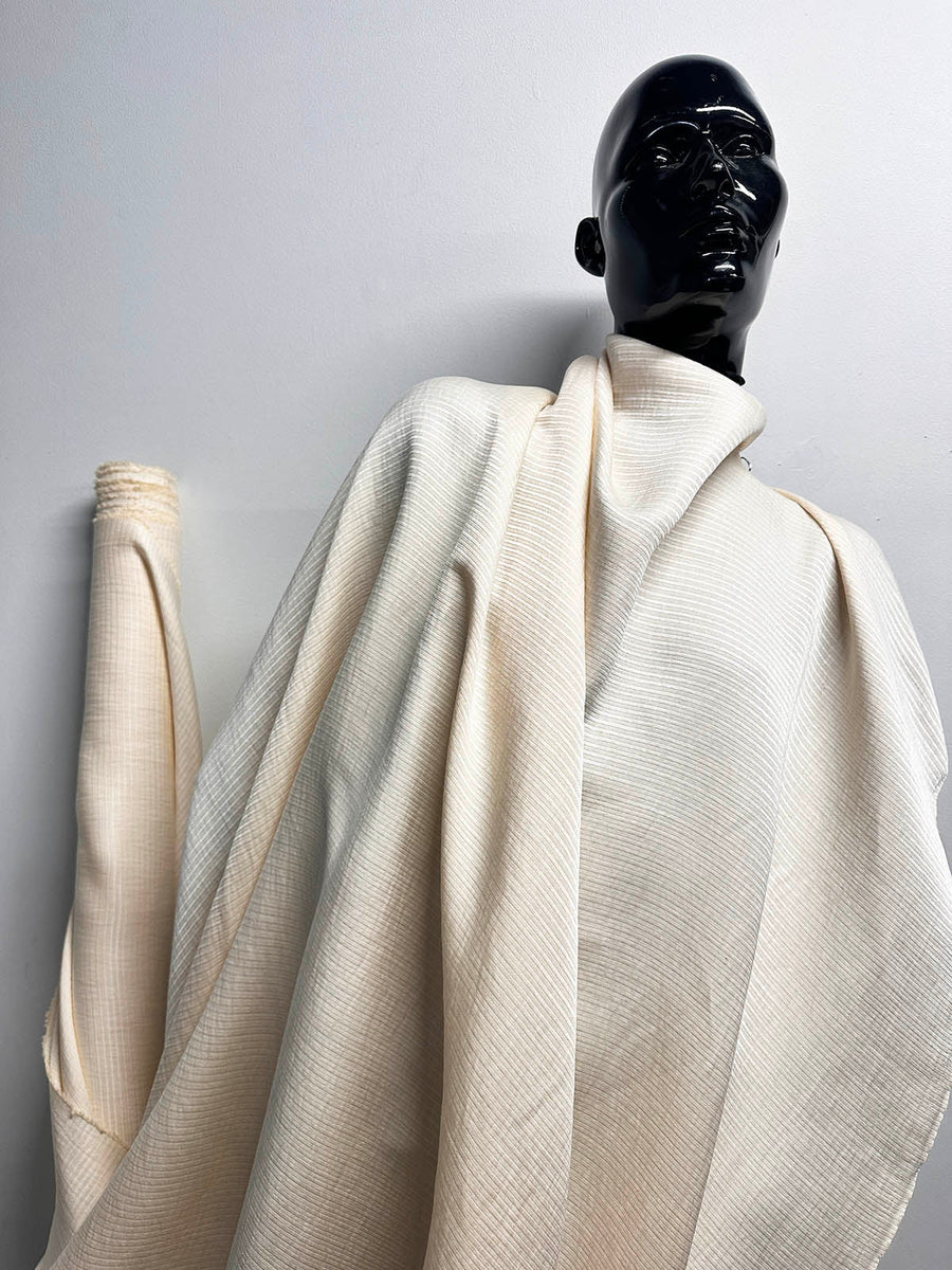 Silk Ramie Ribbed Ivory Amazing Blouse Weight - L'Etoffe Fabrics LLC
