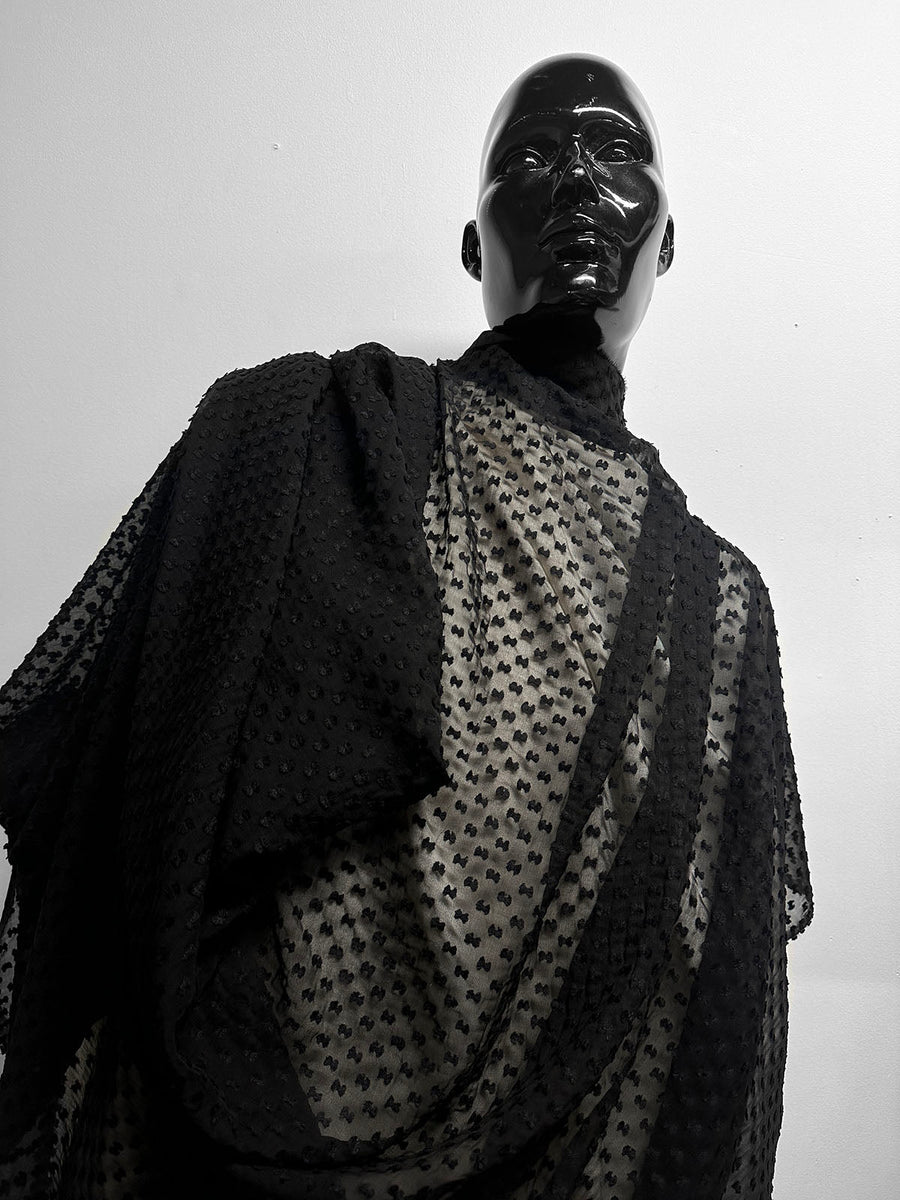 Silk Swiss Dot Chiffon in Black - L'Etoffe Fabrics LLC
