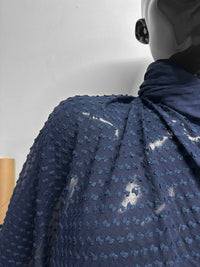 Silk Swiss Dot Dobby Georgette in Navy - L'Etoffe Fabrics LLC