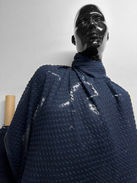 Silk Swiss Dot Dobby Georgette in Navy - L'Etoffe Fabrics LLC