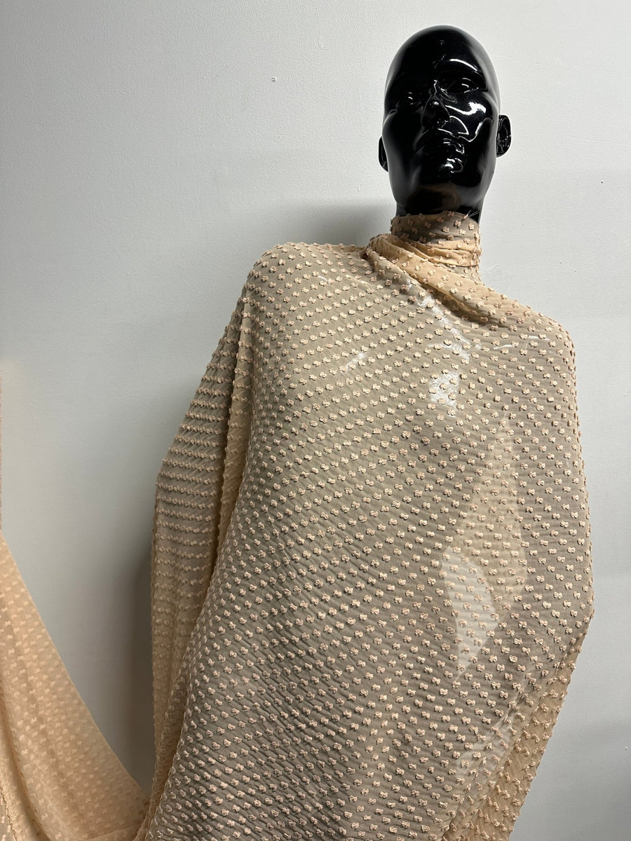 Silk Swiss Dot Dobby Georgette in Peach - L'Etoffe Fabrics LLC