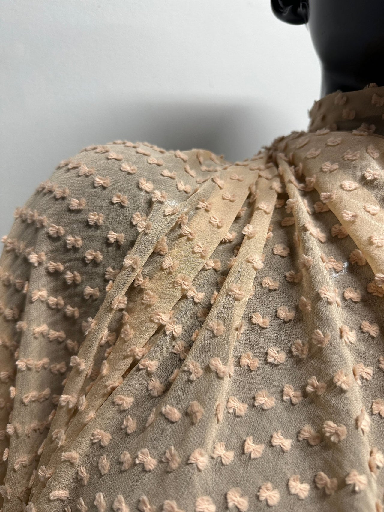 Silk Swiss Dot Dobby Georgette in Peach - L'Etoffe Fabrics LLC