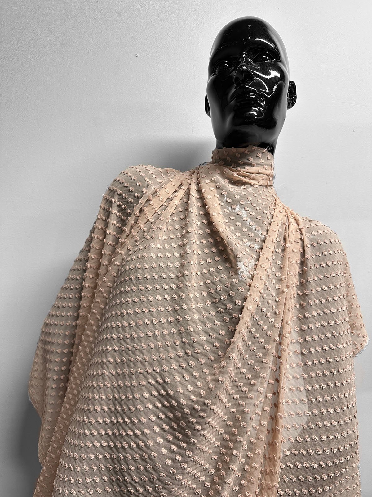 Silk Swiss Dot Dobby Georgette in Peach - L'Etoffe Fabrics LLC