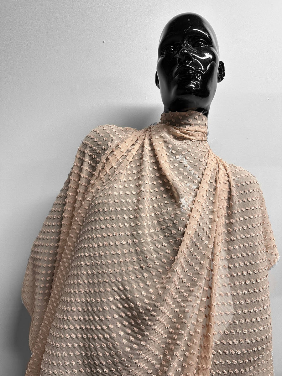 Silk Swiss Dot Dobby Georgette in Peach - L'Etoffe Fabrics LLC