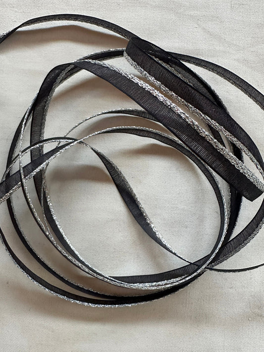 Silver Sparkle Black Organdy Piping - L'Etoffe Fabrics LLC