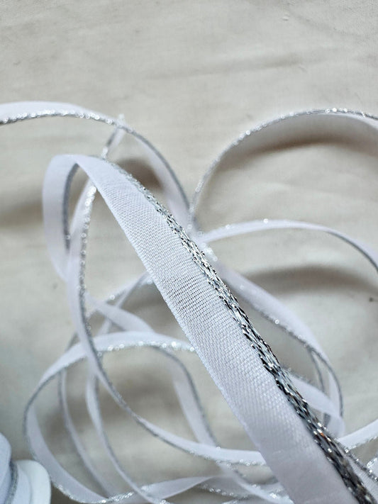 Silver Sparkle White Organdy Piping - L'Etoffe Fabrics LLC