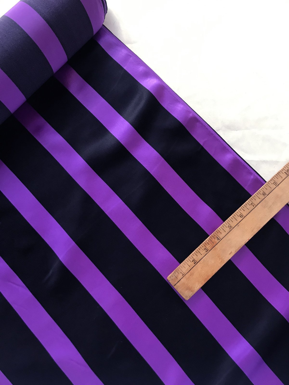 Steampunk Purple Striped Silk Charmeuse - L'Etoffe Fabrics LLC