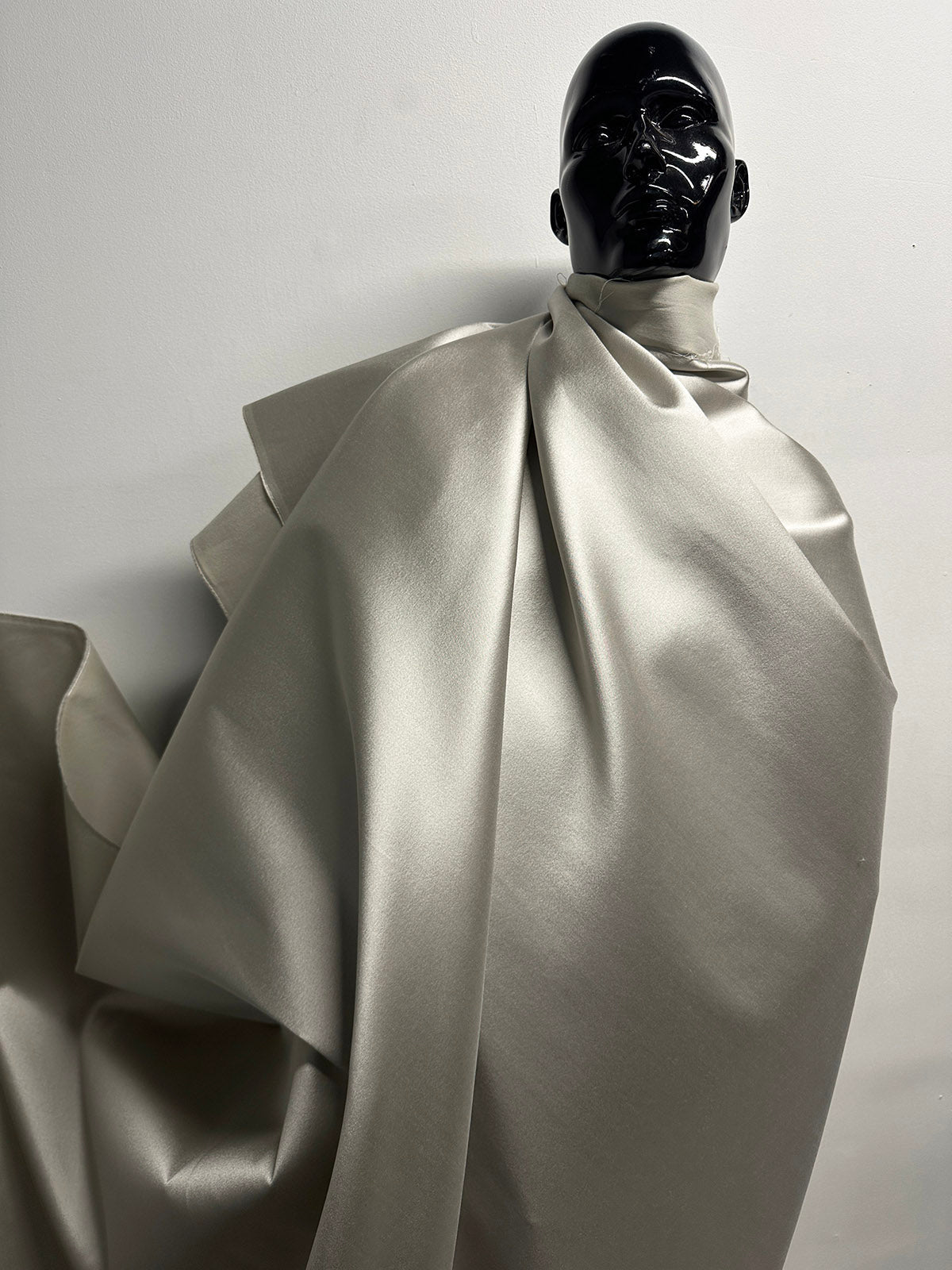 Stone Sateen Silk Wool Suiting - L'Etoffe Fabrics LLC