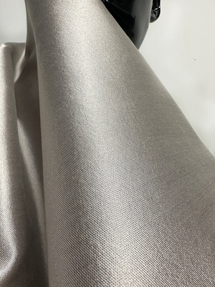 Stone Sateen Silk Wool Suiting - L'Etoffe Fabrics LLC
