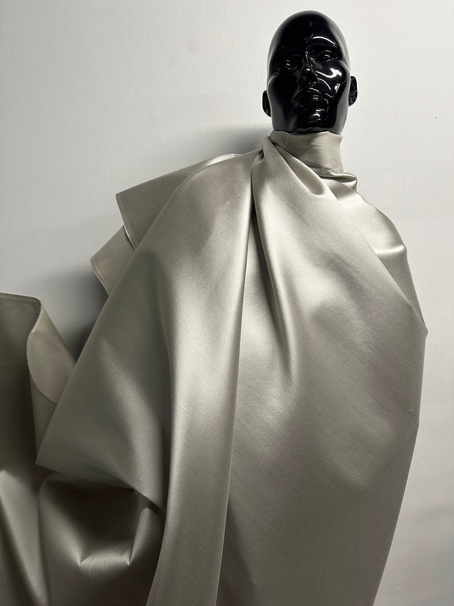Stone Sateen Silk Wool Suiting - L'Etoffe Fabrics LLC