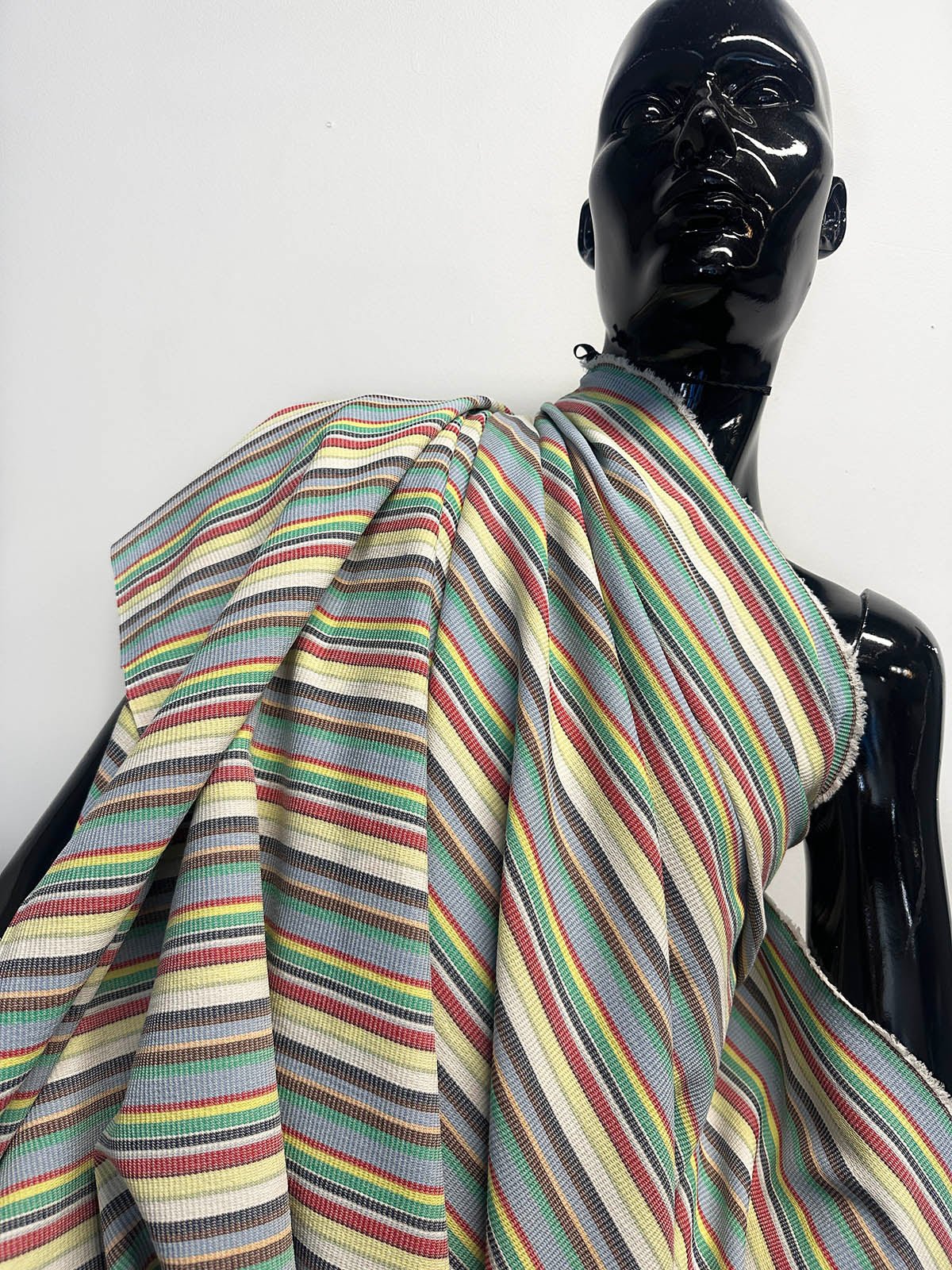 Striped Micro Waffle Weave Cotton - L'Etoffe Fabrics LLC