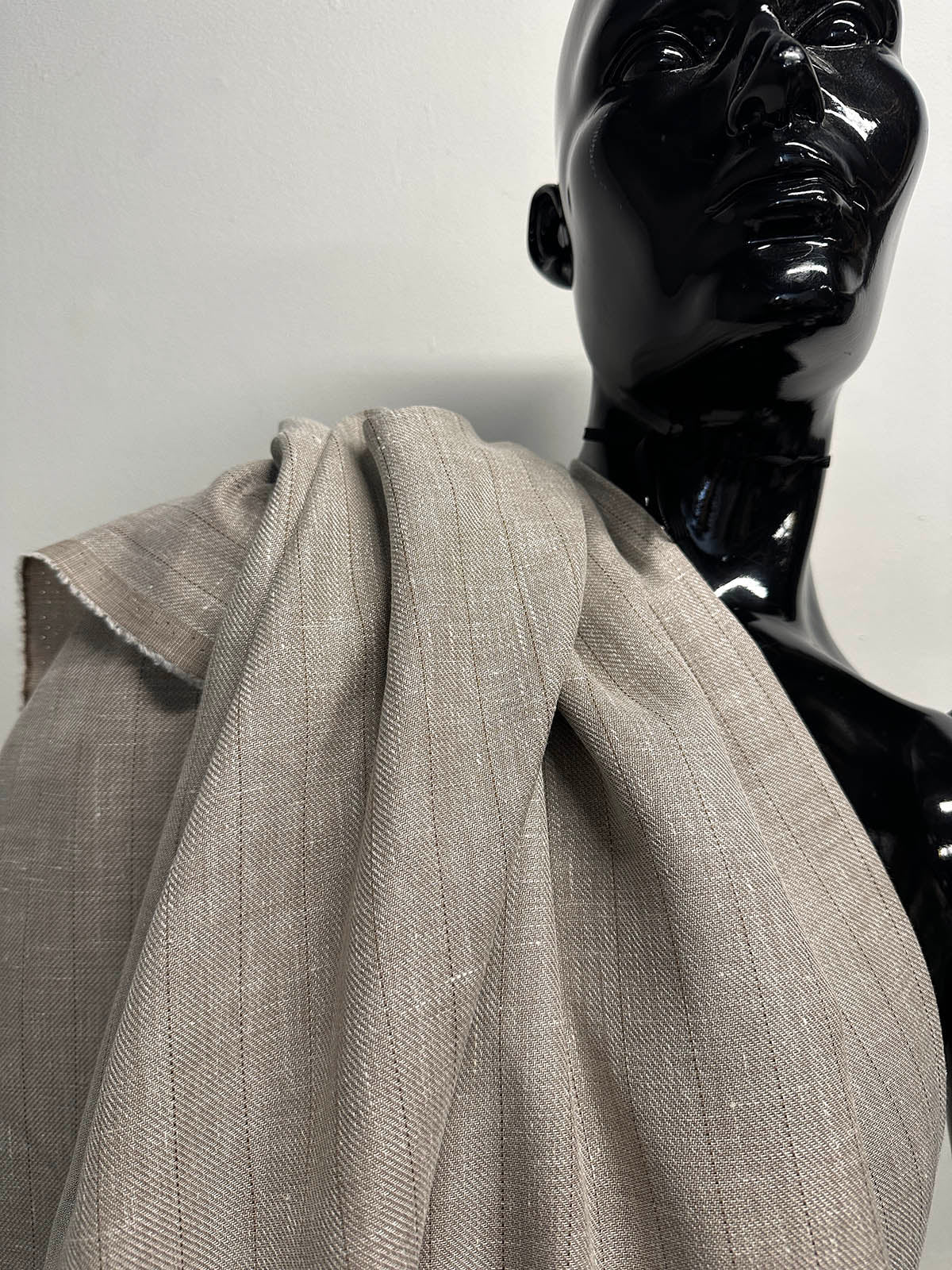 Summer Linen, Virign Wool, Silk Pinstripe - L'Etoffe Fabrics LLC
