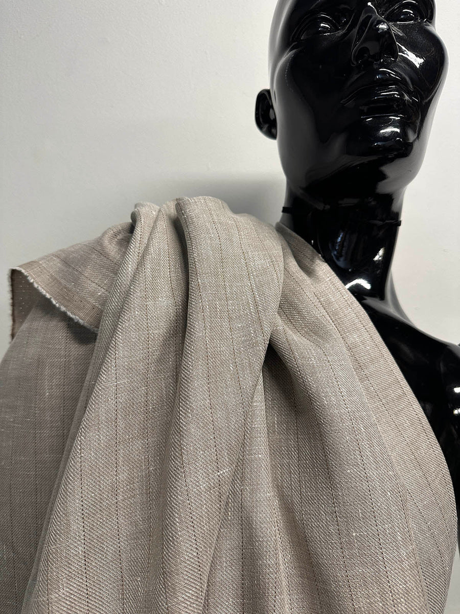 Summer Linen, Virign Wool, Silk Pinstripe - L'Etoffe Fabrics LLC