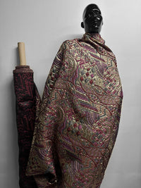 Sun Ra-ness Gold Quilted Jacquard - Plum - L'Etoffe Fabrics LLC