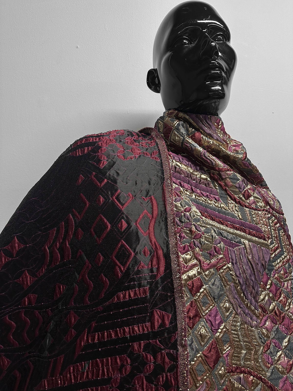 Sun Ra-ness Gold Quilted Jacquard - Plum - L'Etoffe Fabrics LLC