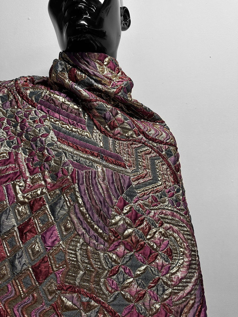 Sun Ra-ness Gold Quilted Jacquard - Plum - L'Etoffe Fabrics LLC