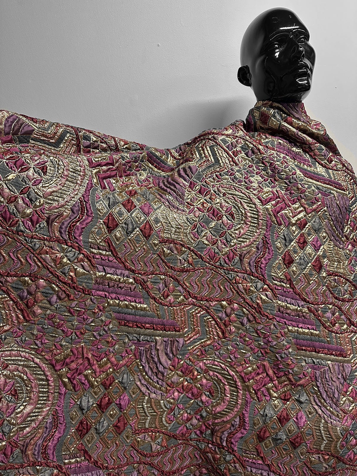 Sun Ra-ness Gold Quilted Jacquard - Plum - L'Etoffe Fabrics LLC