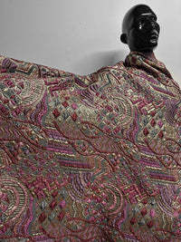 Sun Ra-ness Gold Quilted Jacquard - Plum - L'Etoffe Fabrics LLC