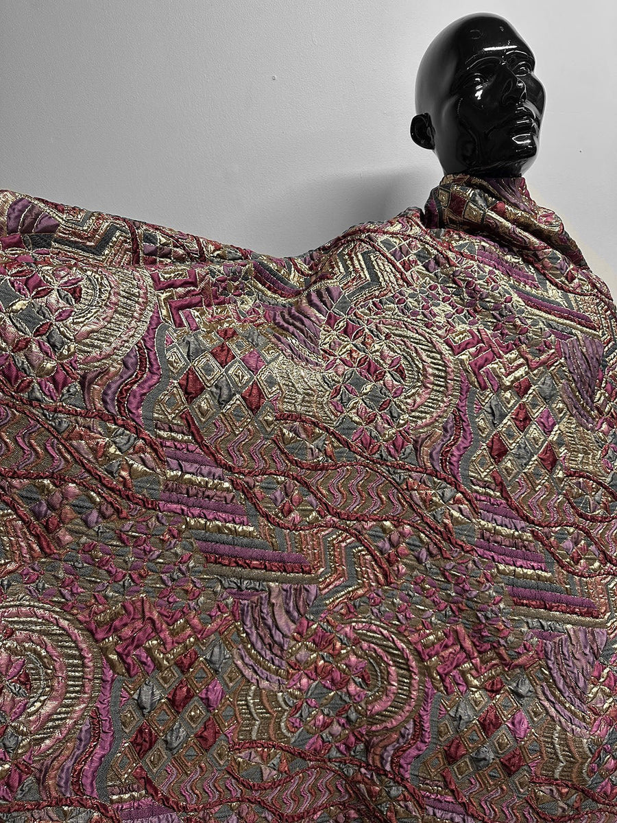 Sun Ra-ness Gold Quilted Jacquard - Plum - L'Etoffe Fabrics LLC