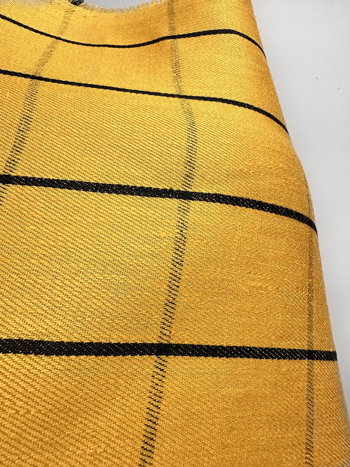 Surrealist Designer Yellow Linen Check Suiting - L'Etoffe Fabrics LLC
