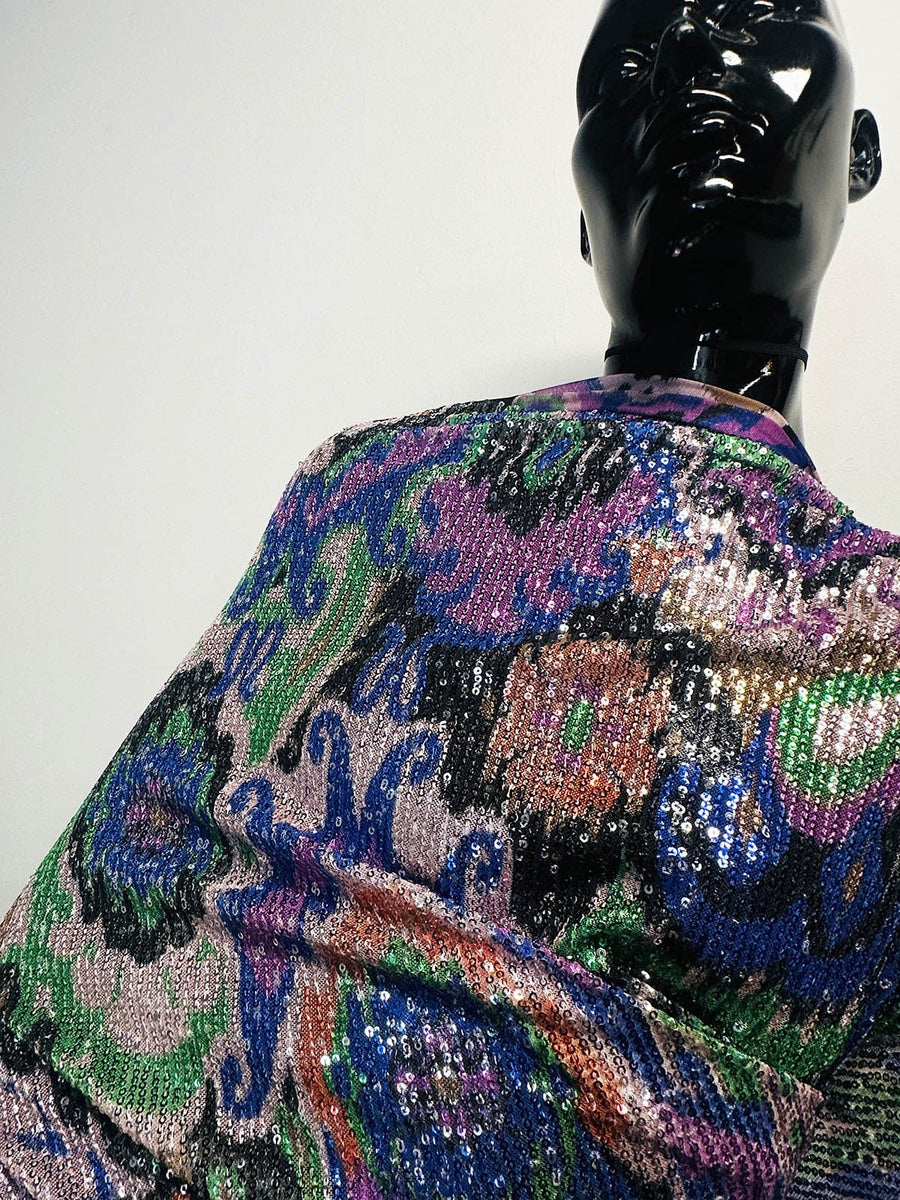 Tapestry Print Sequined Mesh - L'Etoffe Fabrics LLC