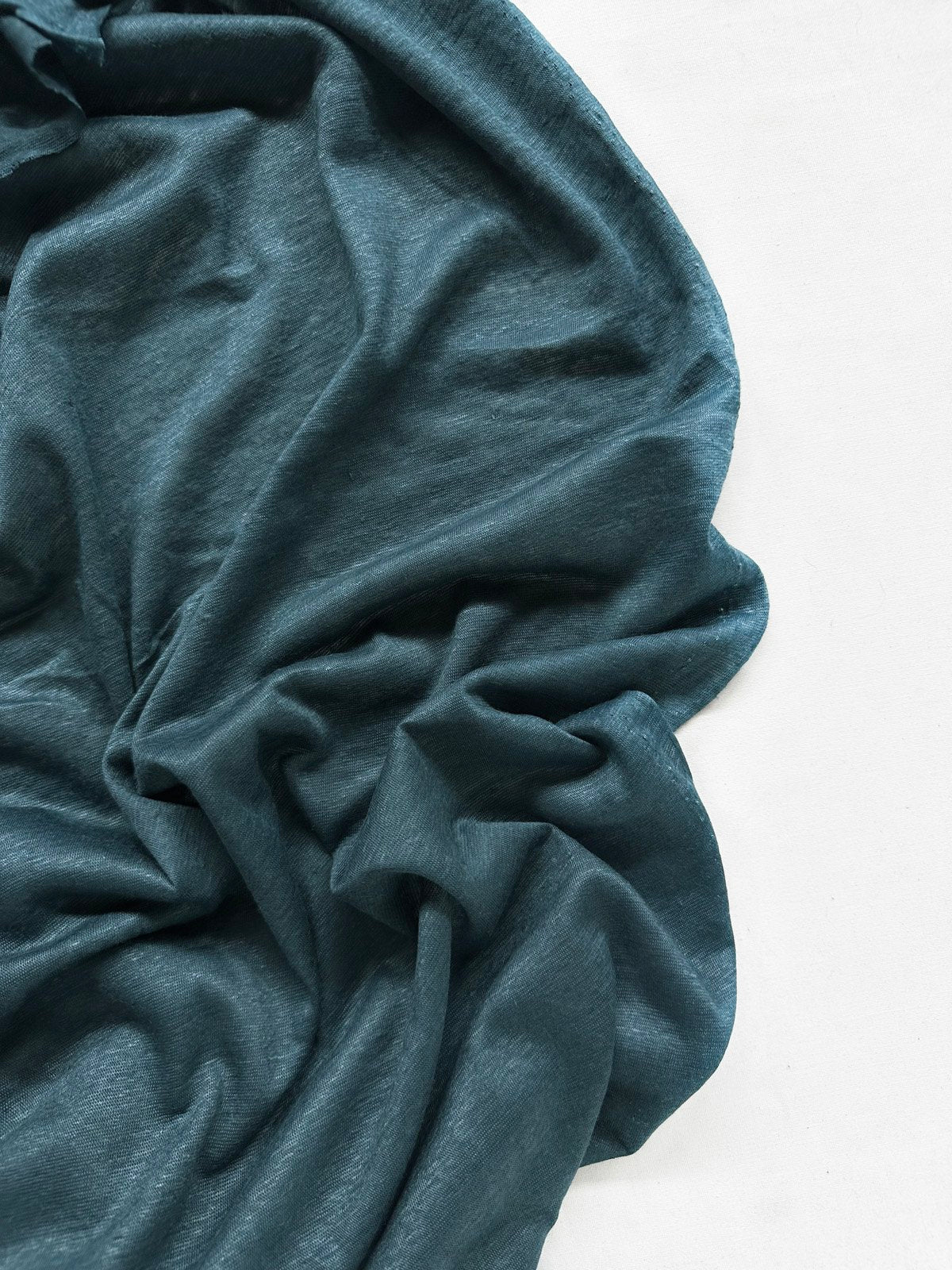 Teal Linen Rayon Jersey - L'Etoffe Fabrics LLC