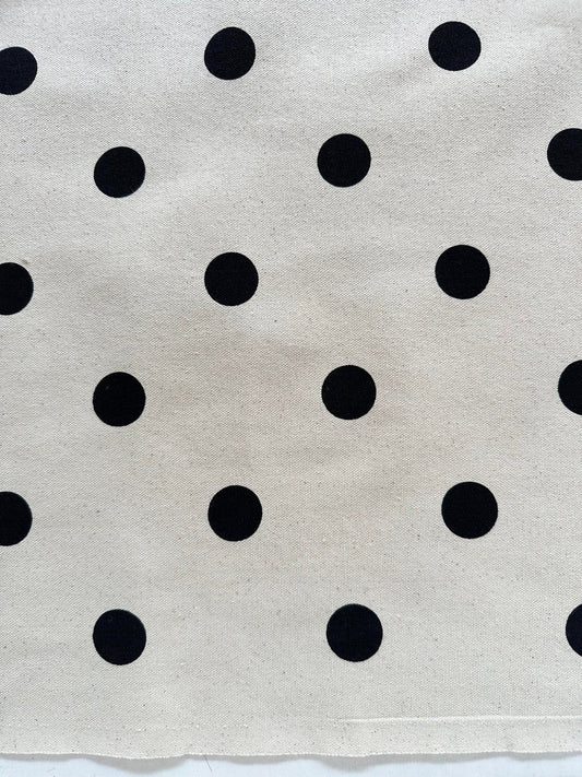 Unbleached Cotton Canvas Polka Dot Print - L'Etoffe Fabrics LLC