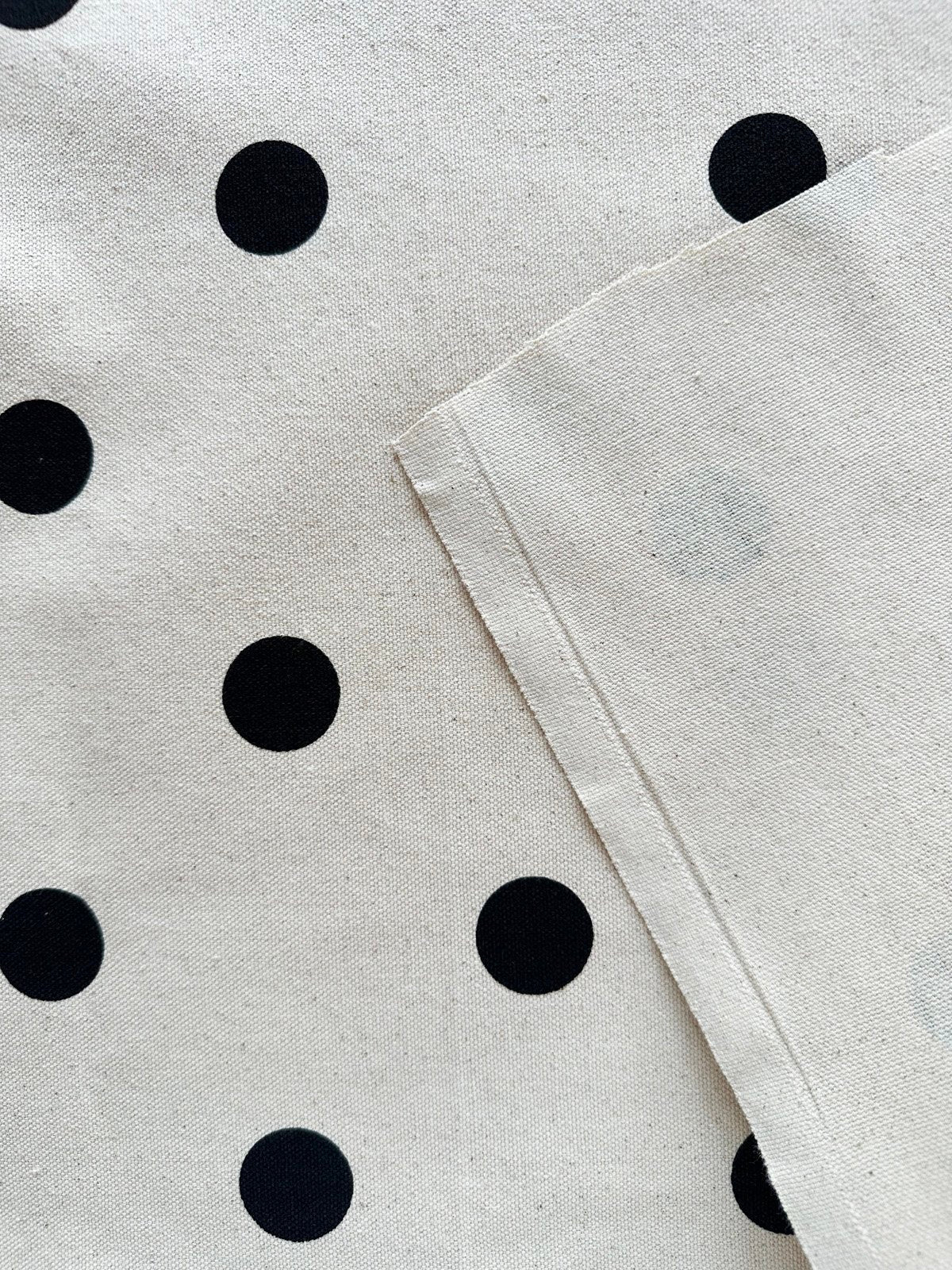 Unbleached Cotton Canvas Polka Dot Print - L'Etoffe Fabrics LLC