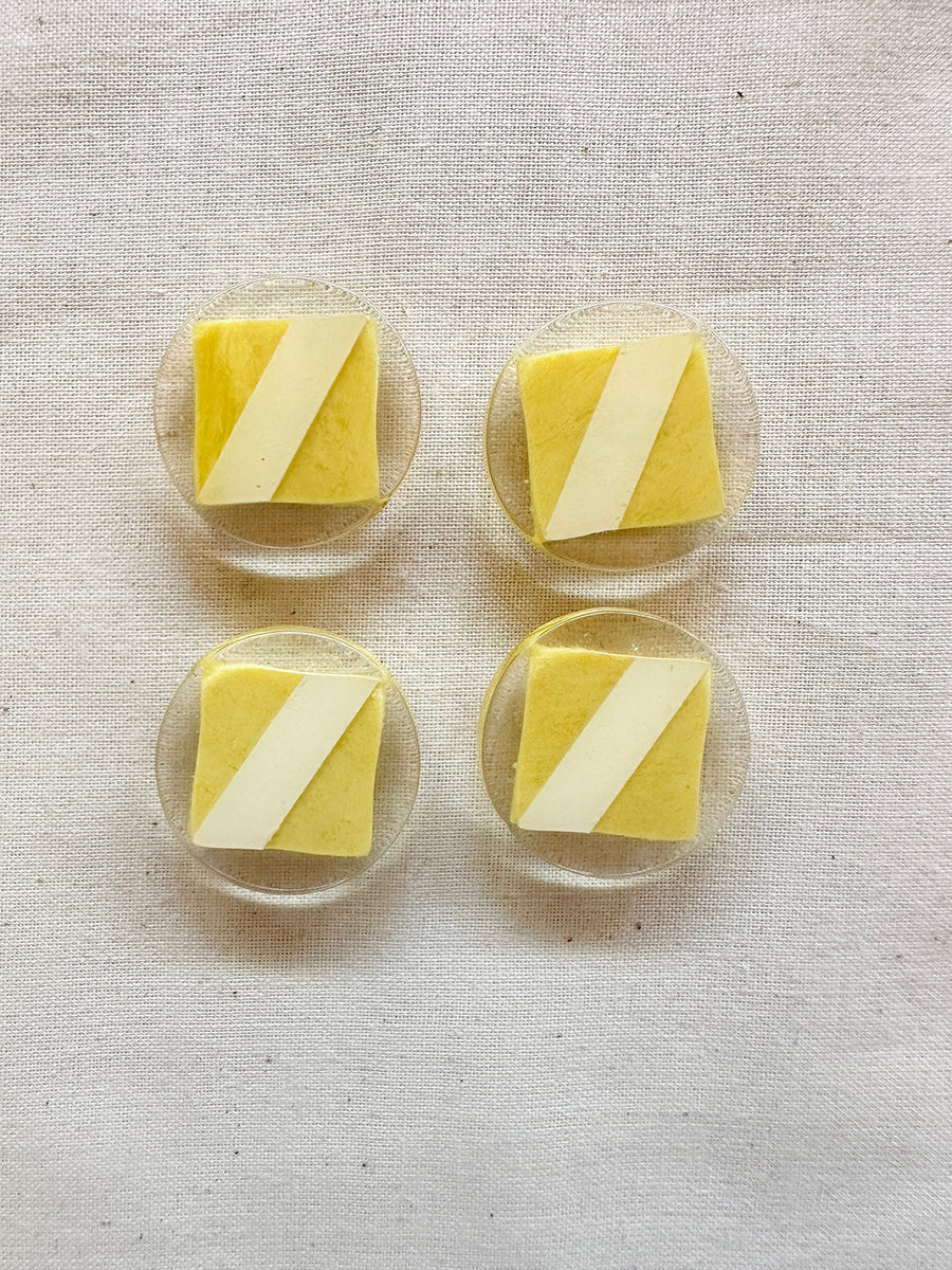 Vintage 1960's Clear Yellow Random Buttons - L'Etoffe Fabrics LLC