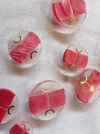 Vintage 60's Italian Gold and Pink Buttons - L'Etoffe Fabrics LLC