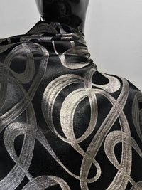 Vintage Black Satin Silver Ribbon Jacquard - L'Etoffe Fabrics LLC