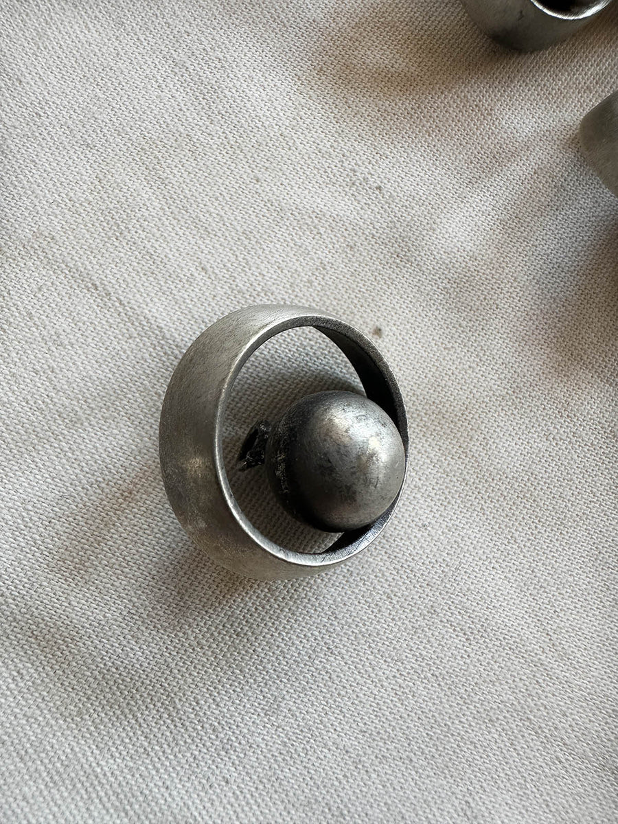 Vintage Italian Antique Nickel Globe Buttons - L'Etoffe Fabrics LLC