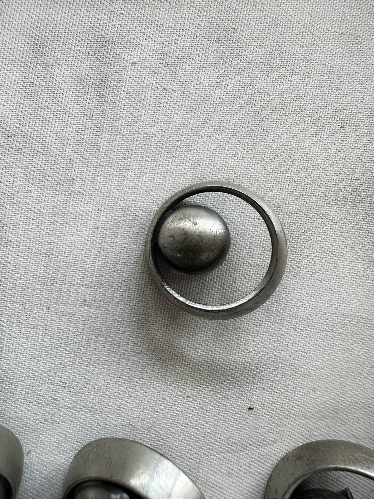 Vintage Italian Antique Nickel Globe Buttons - L'Etoffe Fabrics LLC