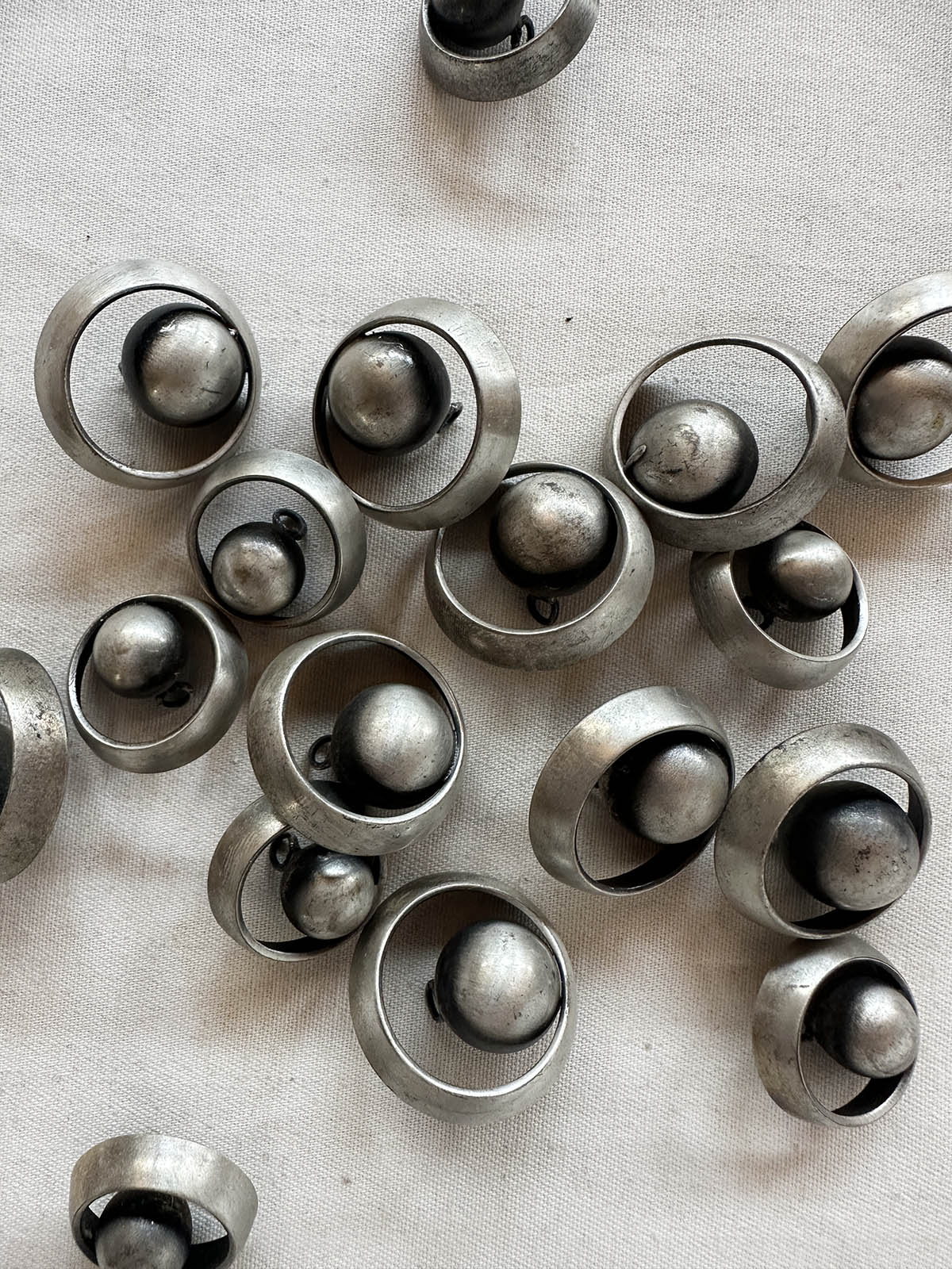 Vintage Italian Antique Nickel Globe Buttons - L'Etoffe Fabrics LLC
