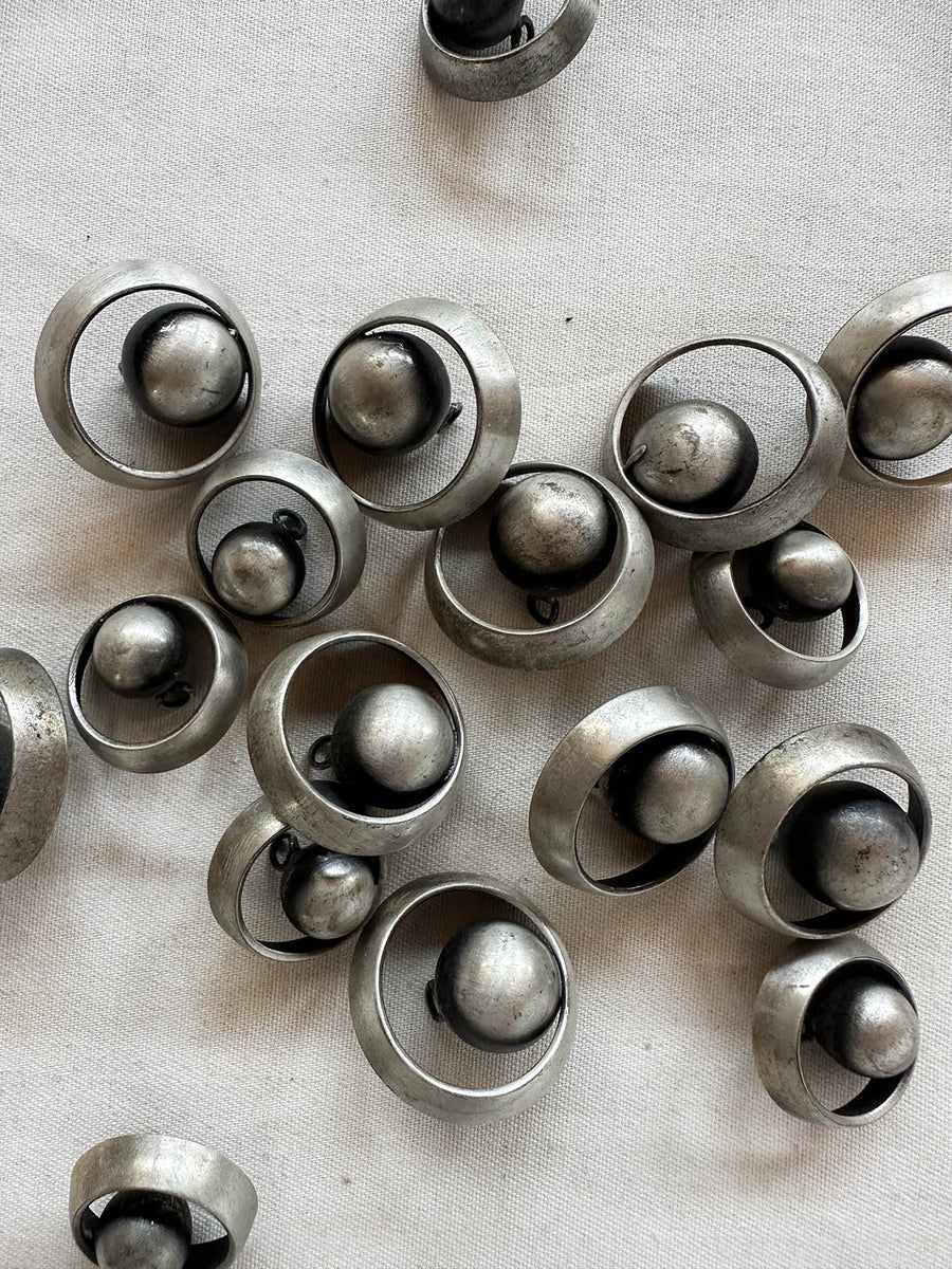 Vintage Italian Antique Nickel Globe Buttons - L'Etoffe Fabrics LLC