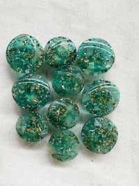 Vintage Italian Aqua with Gold Leaf Inside Button Bundle 10 Count - L'Etoffe Fabrics LLC