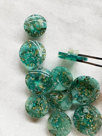 Vintage Italian Aqua with Gold Leaf Inside Button Bundle 10 Count - L'Etoffe Fabrics LLC