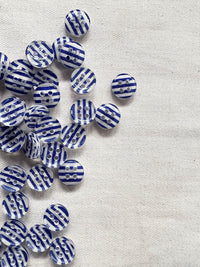 Vintage Italian Arm$ni Blue and White Striped Shirt Buttons - L'Etoffe Fabrics LLC