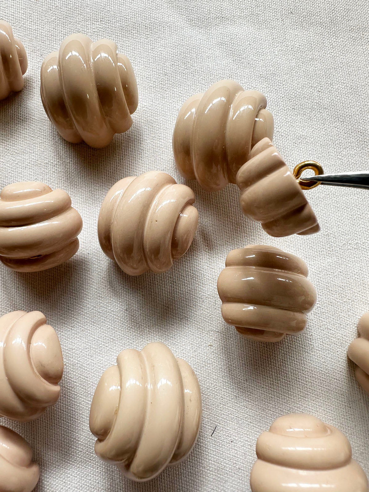 Vintage Italian Beige Glossy Deco Futurist - L'Etoffe Fabrics LLC