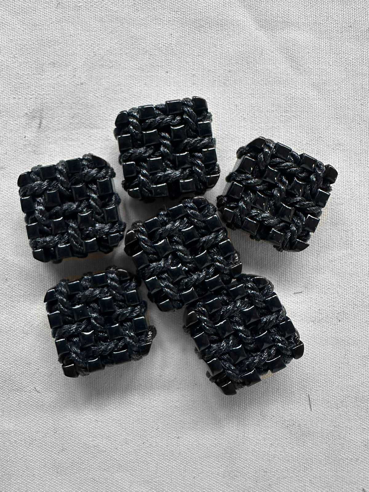 Vintage Italian Black Rope Weave Buttons - L'Etoffe Fabrics LLC