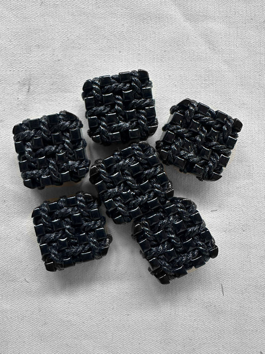 Vintage Italian Black Rope Weave Buttons - L'Etoffe Fabrics LLC