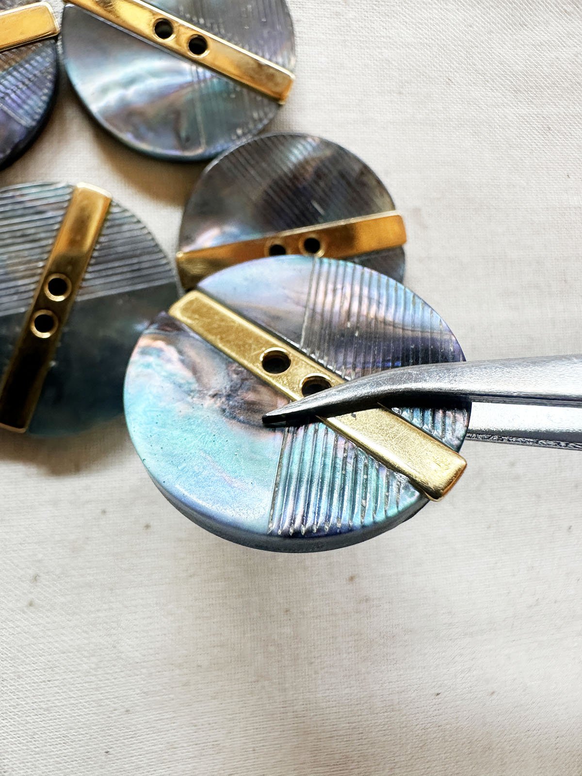 Vintage Italian Blade Runner Shell Buttons - L'Etoffe Fabrics LLC