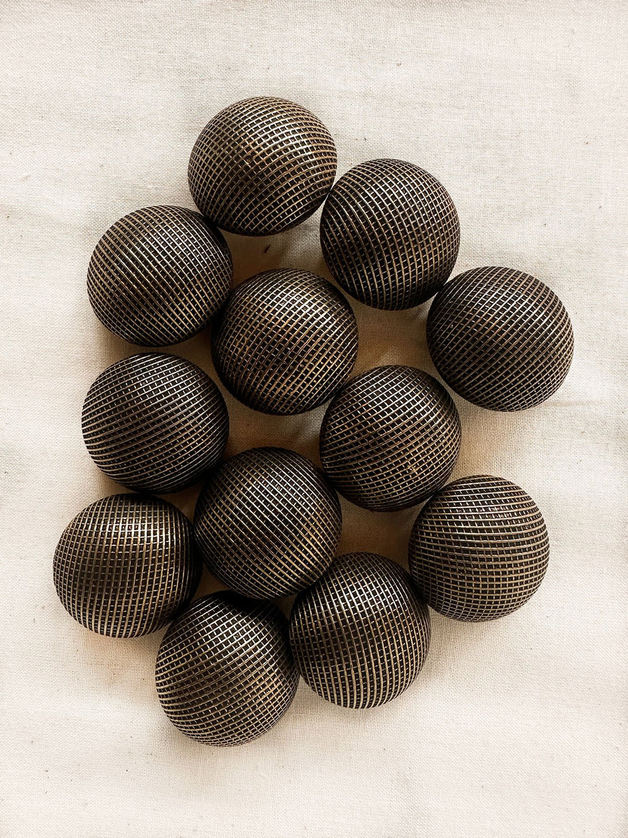 Vintage Italian Brass Dome Graph Big Buttons - L'Etoffe Fabrics LLC