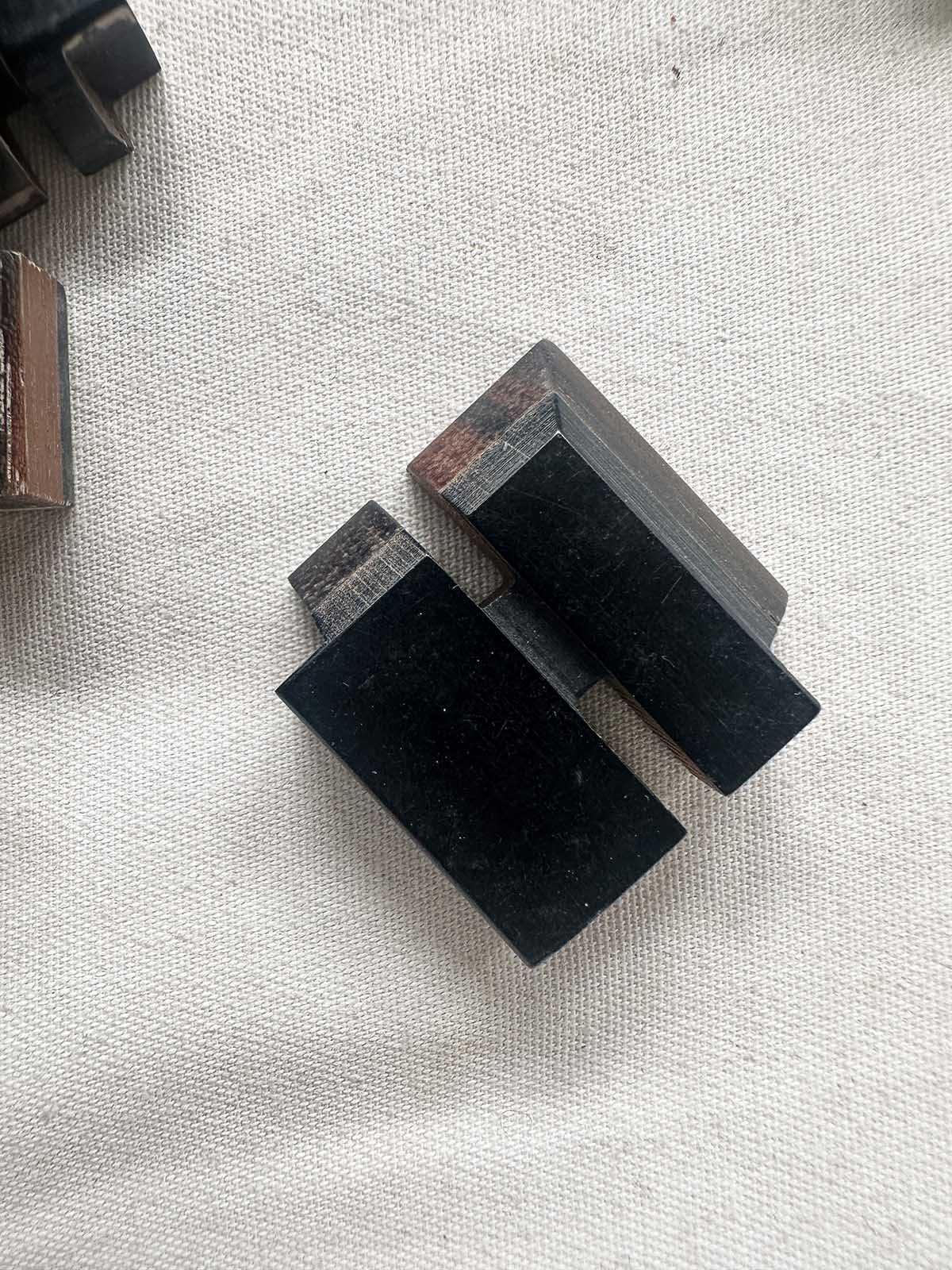 Vintage Italian Brutalist Black & Brown Wooden Buttons - L'Etoffe Fabrics LLC