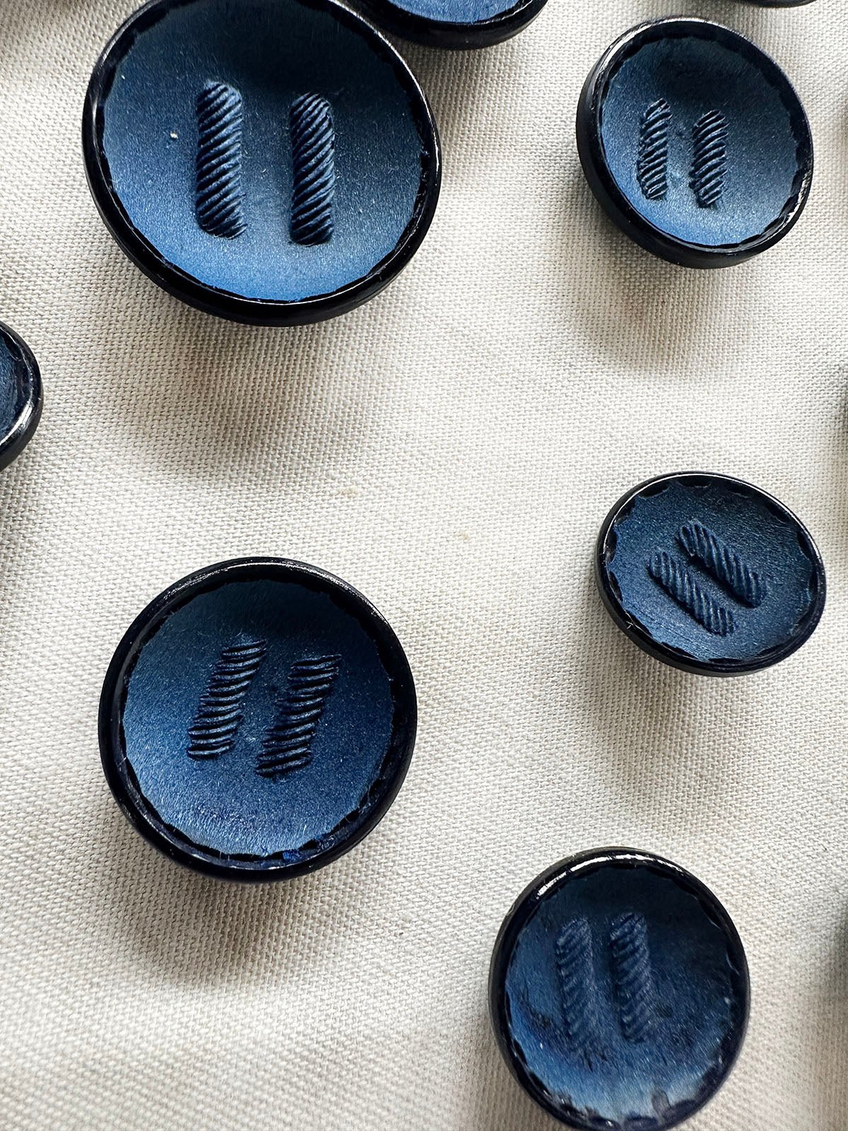 Vintage Italian Buttons Blue Rope - L'Etoffe Fabrics LLC