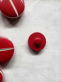 Vintage Italian Buttons Red Lacquer Carved Ivory Pinstripe - L'Etoffe Fabrics LLC