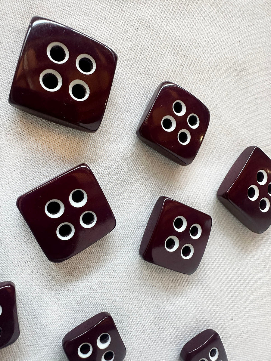 Vintage Italian Cabernet Thick Square Buttons - L'Etoffe Fabrics LLC