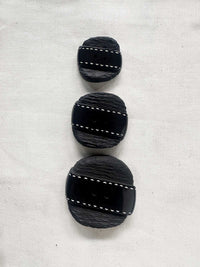 Vintage Italian Carved Black Square with Shiny Stitch Band - L'Etoffe Fabrics LLC